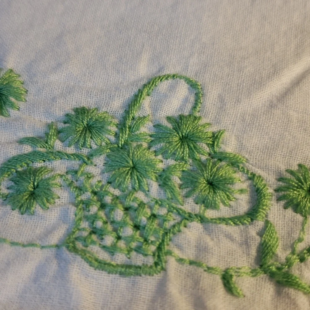 Vintage Hand Crafted Embroidered Floral Pillowcases Set of 2